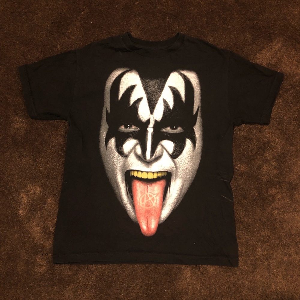 Kiss (Gene Simmons Face) - Double Sided Men's Size Large T Shirt Heavy Rock Band